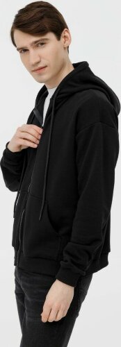 Толстовка унисекс оверсайз на молнии Zippy Terry, черная, XL/2XL