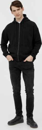 Толстовка унисекс оверсайз на молнии Zippy Terry, черная, XL/2XL