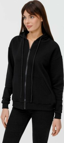 Толстовка унисекс оверсайз на молнии Zippy Terry, черная, XL/2XL