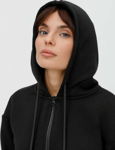 Толстовка унисекс оверсайз на молнии Zippy Terry, черная, XL/2XL