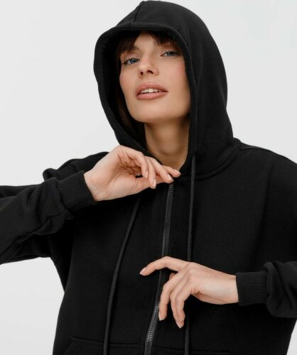Толстовка унисекс оверсайз на молнии Zippy Terry, черная, XL/2XL