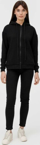Толстовка унисекс оверсайз на молнии Zippy Terry, черная, XL/2XL