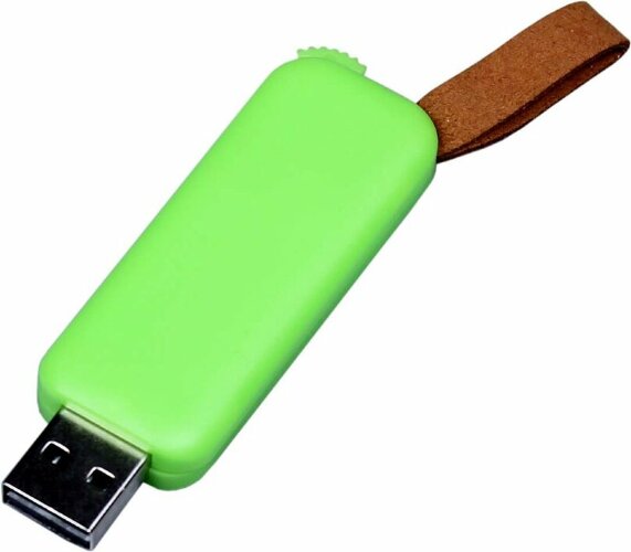 USB-флешка промо на 128 Гб прямоугольной формы, выдвижной механизм, зеленый