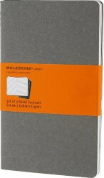 Записная книжка Moleskine Cahier (в линейку, 3 шт.), Large (13х21 см), серый