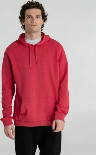 Толстовка с капюшоном унисекс Hoodie, красный меланж, L