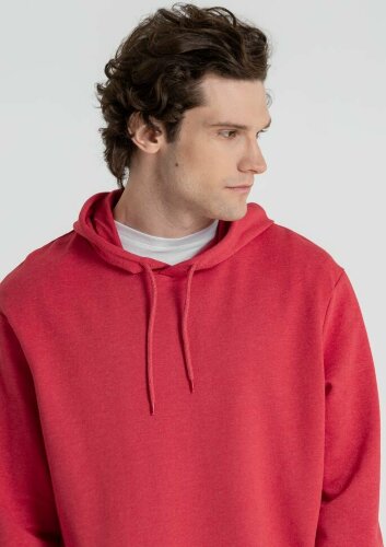 Толстовка с капюшоном унисекс Hoodie, красный меланж, L