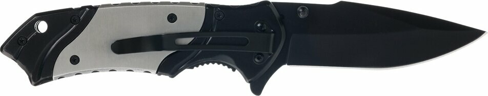 Нож складной Stinger, 120 мм, (черный), материал рукояти: нержавеющая сталь (серебристый/черный)