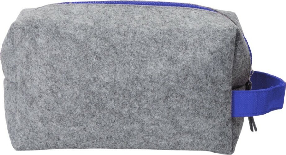 Косметичка из РПЕТ фетра с ручкой Felt, серый с синим