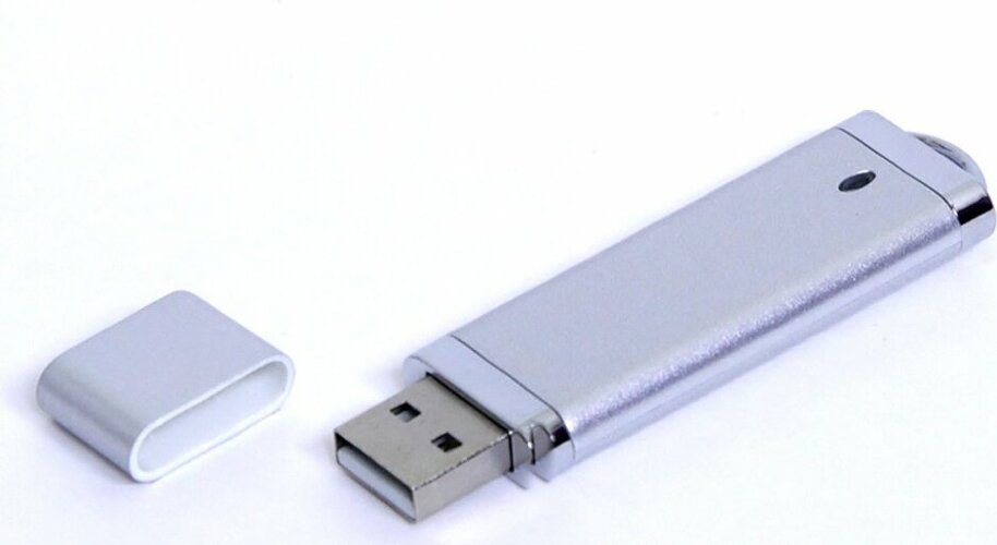 USB-флешка промо на 32 Гб прямоугольной классической формы, серебро