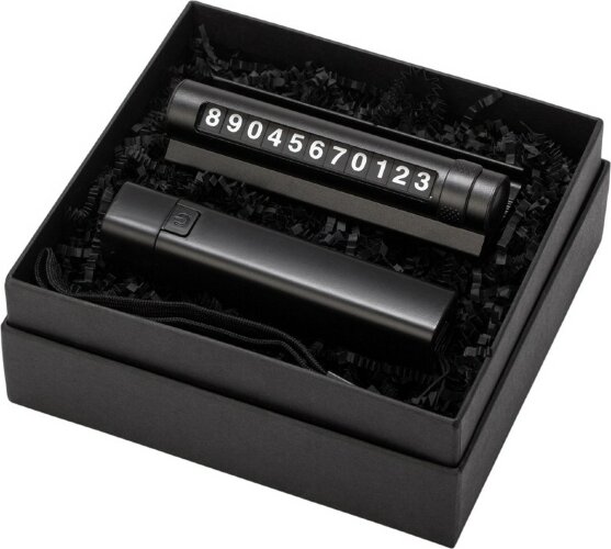 Подарочный набор с фонариком и парковочной табличкой Blackster, черный