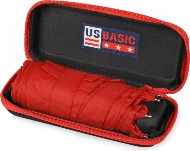 Зонт складной US Basic Frisco, механический, 5 сложений, в футляре, красный