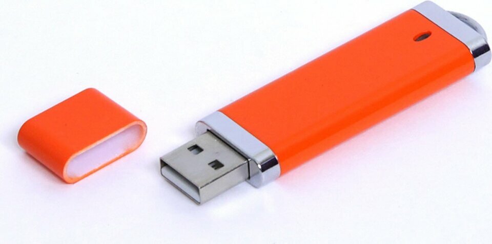 USB-флешка промо на 32 Гб прямоугольной классической формы, оранжевый