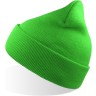 Шапка вязаная двойная WIND с отворотом, неоновый зеленый, 58,0 см