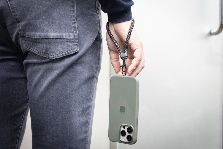 Ремешок-держатель для телефона с зарядным кабелем USB-C - USB-C Lany Wristband Charge Eco, серый