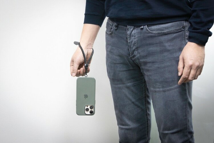 Ремешок-держатель для телефона с зарядным кабелем USB-C - USB-C Lany Wristband Charge Eco, серый