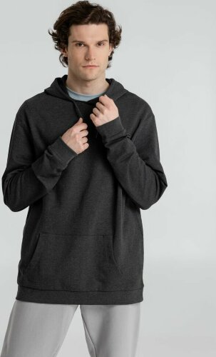 Толстовка с капюшоном унисекс Hoodie, серый меланж (антрацит), размер XS