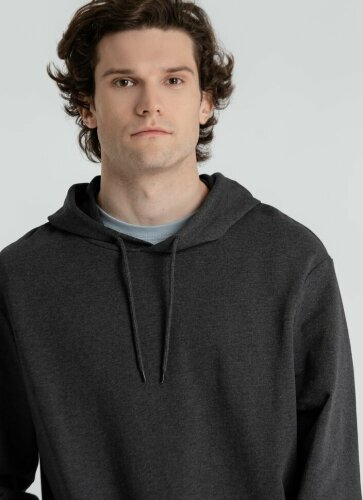 Толстовка с капюшоном унисекс Hoodie, серый меланж (антрацит), размер XS