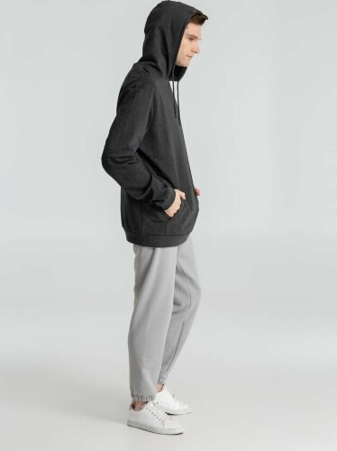 Толстовка с капюшоном унисекс Hoodie, серый меланж (антрацит), размер XS