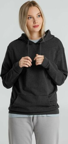 Толстовка с капюшоном унисекс Hoodie, серый меланж (антрацит), размер XS
