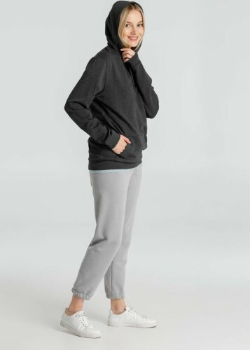 Толстовка с капюшоном унисекс Hoodie, серый меланж (антрацит), размер XS