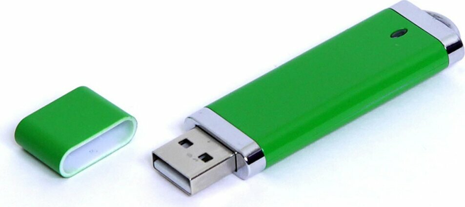 USB-флешка промо на 32 Гб прямоугольной классической формы, зеленый