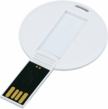 USB-флешка на 32 Гб в виде пластиковой карточки круглой формы, белый
