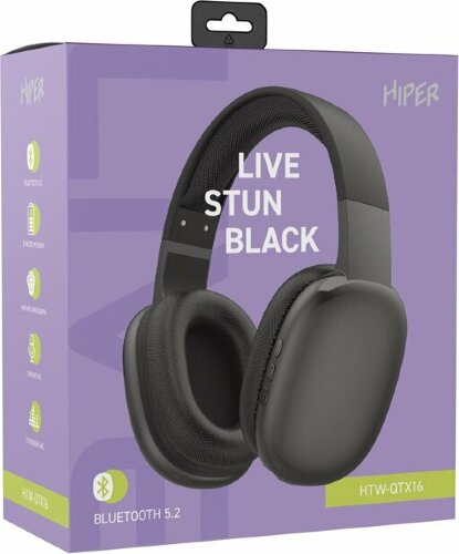 Наушники накладные Bluetooth HIPER LIVE STUN HTW-QTX16, черный