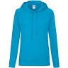 Толстовка женская без начеса LIGHTWEIGH HOODED SWEAT 240, голубой лазурный, XS