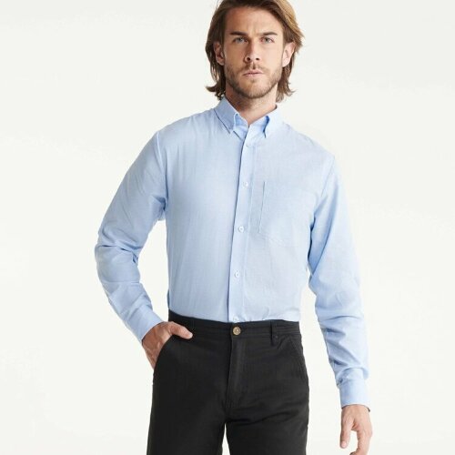 Рубашка мужская Roly Oxford, небесно-голубой, размер 2XL
