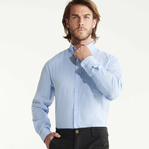 Рубашка мужская Roly Oxford, небесно-голубой, размер 2XL
