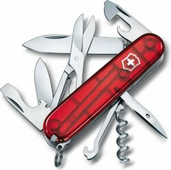 Офицерский нож Victorinox Climber 91, прозрачный красный