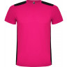Спортивная футболка Roly Detroit мужская, яркая фуксия/черный, размер L (50)