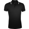 Рубашка поло мужская Sol's Pasadena Men 200 с контрастной отделкой, черная с белым, размер S