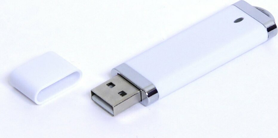 USB-флешка промо на 64 Гб прямоугольной классической формы, белый