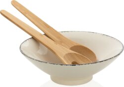 Керамическая салатница Ukiyo с бамбуковыми приборами