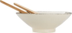 Керамическая салатница Ukiyo с бамбуковыми приборами