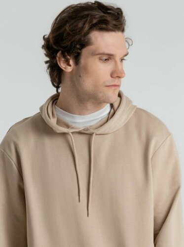 Толстовка с капюшоном унисекс Hoodie, бежевая, S