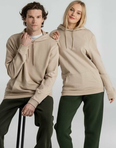 Толстовка с капюшоном унисекс Hoodie, бежевая, S
