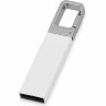 Флеш-карта USB 2.0 16 Gb с карабином Hook, белый/серебристый