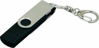 Флешка с поворотным механизмом, c дополнительным разъемом Micro USB, 16 Гб, черный