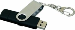 Флешка с поворотным механизмом, c дополнительным разъемом Micro USB, 16 Гб, черный