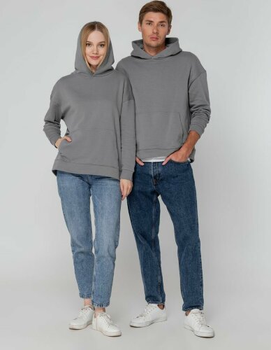 Худи оверсайз унисекс Molti Outshine, серое, размер XL/2XL