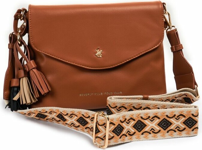 Сумка женская Beverly Hills Polo Club, коричневый/желтое золото