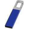 Флеш-карта USB 2.0 16 Gb с карабином Hook, синий/серебристый