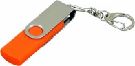 Флешка с поворотным механизмом, c дополнительным разъемом Micro USB, 16 Гб, оранжевый
