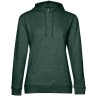 Толстовка с капюшоном женская Hoodie, темно-зеленый меланж, XS