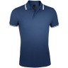 Рубашка поло мужская Sol's Pasadena Men 200 с контрастной отделкой, темно-синяя с белым, размер S