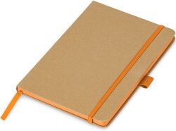 Блокнот A5 Sevilia Color, твердая обложка из крафта, 80 листов, цветной срез и форзац, натуральный/оранжевый