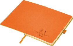 Блокнот A5 Sevilia Color, твердая обложка из крафта, 80 листов, цветной срез и форзац, натуральный/оранжевый