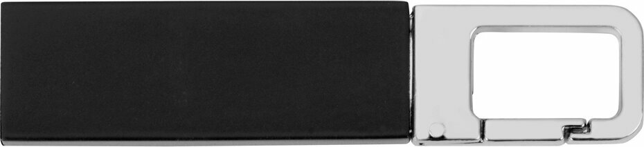 Флеш-карта USB 2.0 16 Gb с карабином Hook, черный/серебристый